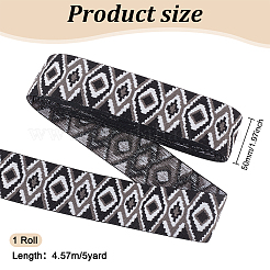 5 mètre de cordon/bande élastique plate en polyester brodée de style ethnique&nbsp;SRIB-FG0001-11B