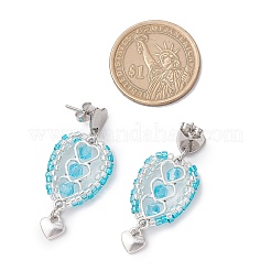 Серьги-гвоздики из нержавеющей стали 304 с ограненными биконусными стеклянными бусинами&nbsp;EJEW-WZ00437-05