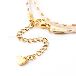 Bracciali in ordito con cordino di cotone a due anelli&nbsp;BJEW-JB06465-05
