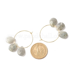 Orecchini a cerchio con perline a goccia di labradorite naturale&nbsp;EJEW-JE04787-02