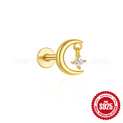 Boucles d'oreilles cartilage lune et étoile en argent sterling avec micro pavé de zircons cubiques transparents&nbsp;FS-WGA2317-03
