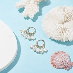 Orecchini a cerchio pendenti con perle naturali&nbsp;EJEW-JE04794-02