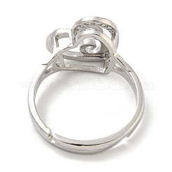 Anillos ajustables de circonita cúbica micro pavé de latón chapado en forma de corazón con letras para mujer&nbsp;RJEW-I105-06P-E