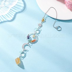 Natürliche gelbe Quarznuggets und hängende Sonnenfänger aus Glas&nbsp;HJEW-JM04489-03