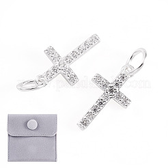 2 Stück 925 Sterling Silber Pavé-Kreuzanhänger mit klaren Zirkonia&nbsp;STER-TA0001-59
