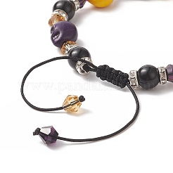Braccialetti con perline intrecciate con teschio sintetico turchese (tinto).&nbsp;BJEW-JB09923-03