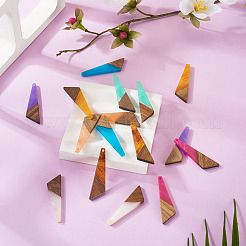 16шт 8 цвета подвески из смолы и дерева&nbsp;WOOD-TA0002-70