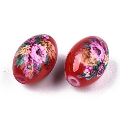 Bedruckte und sprühlackierte opake Glasperlen&nbsp;LS-GLAA-S047-07B-D01