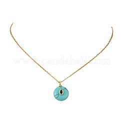 Colgante geométrico de piedra mixta natural y sintética con cadena de cable de acero inoxidable 304&nbsp;NJEW-JN06675
