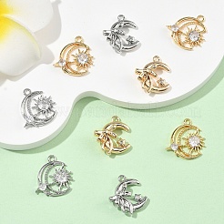 2 шт. двухцветные латунные подвески с прозрачным стеклом&nbsp;KK-YW0004-02