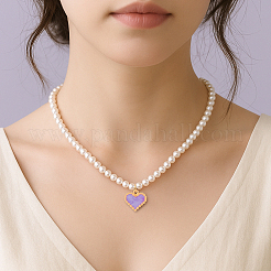 3 шт. 3-х цветный сплав эмали сердце кулон ожерелье&nbsp;NJEW-HY0001-27