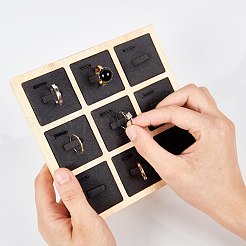 Présentoir à anneaux en bois à 9 fente&nbsp;RDIS-WH0001-05