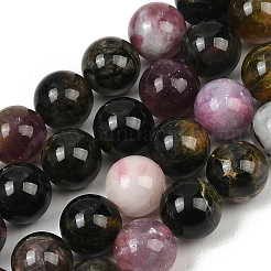 Colliers de perles de tourmaline multicolores naturelles&nbsp;G-F824-A01-10mm