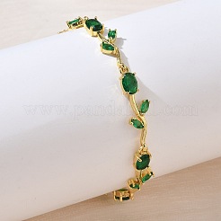 Bracciali a catena con maglie a forma di fiore in ottone e vetro&nbsp;KK-CBA7DFA-01G-07
