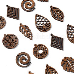 16 pièces 8 styles pendentifs en bois naturel&nbsp;WOOD-CJ0001-71