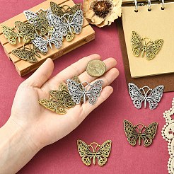 15 шт. подвеска в виде бабочки из сплава в тибетском стиле с двумя вариантами оправ для страз&nbsp;TIBEP-YW0002-23