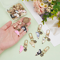 Украшения с подвеской из эмали из сплава кошки&nbsp;HJEW-PH01920