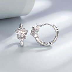 Pendientes de aro de latón con micro circonitas y cubic zirconia transparente&nbsp;WG60D93-01