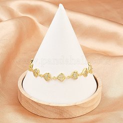 Messing-Gliederkettenarmbänder mit Mikropflaster und klarem Zirkonia für Damen&nbsp;BJEW-A090-09D-G