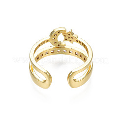 Открытое кольцо-манжета с кубическим цирконием в виде луны и звезды&nbsp;RJEW-N035-113