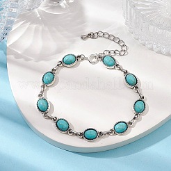 Браслеты-цепочки с овальными звеньями из сплава и смолы для женщин&nbsp;BJEW-JB10131