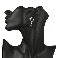 Круглые серьги-кольца из натурального тигрового глаза&nbsp;EJEW-JE06593-03