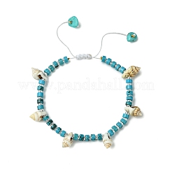Браслеты с подвесками из натурального магнезита и синтетической бирюзы&nbsp;BJEW-JB11517-01