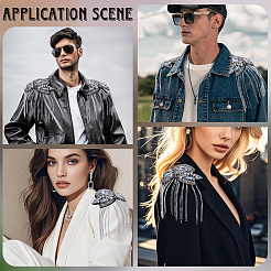 Железная цепочка с кисточкой из цветочного железа и эполетами из стразов&nbsp;AJEW-WH20006-326B-P