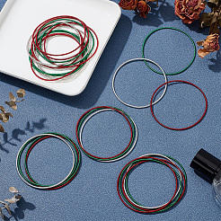 30шт. набор из 3-х цветных тонких железных браслетов для женщин&nbsp;BJEW-BC0001-29