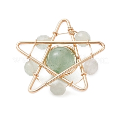 Подвески из медной проволоки с натуральным зеленым авантюрином&nbsp;PALLOY-TA00368-04