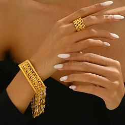 Ensemble de bracelet et bague creux en alliage vintage du Moyen-Orient pour mariage&nbsp;FS3681