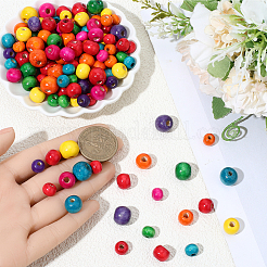 800 шт. 3 стиля крашеных бусин из натурального дерева&nbsp;WOOD-PA0001-23