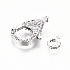 Messing-Mikro pflastern Zirkonia Karabinerverschlüsse&nbsp;ZIRC-F109-07P