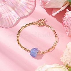 Braccialetti con maglie in quarzo naturale con prisma esagonale elettrolitico&nbsp;BJEW-JB10753