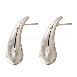 Ohrstecker aus Messing in Tropfenform mit Mikropflaster und klarem Zirkonia&nbsp;EJEW-H143-18P
