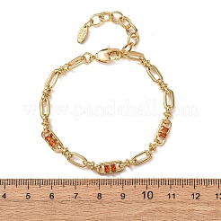 Ovale und büroklammerartige Gliederarmbänder aus Messing mit Mikropavé-Fassung aus Zirkonia für Damen&nbsp;BJEW-D458-01G-07