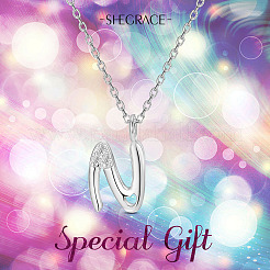 Colliers avec pendentif initial en argent sterling plaqué rhodium&nbsp;JN910A