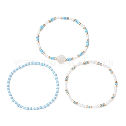 3 Stück 3 Stile Stretch-Armbänder aus Glasperlen für Frauen&nbsp;BJEW-MZ00345-01