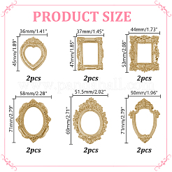 12 pièces 6 styles de cadres photo en résine gaufrée&nbsp;AJEW-AR0005-59B