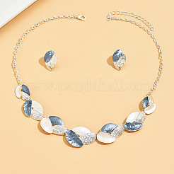 Ожерелье с эмалью из сплава листьев 3 тона и серьги-гвоздики&nbsp;FS-WG7DDB7-01