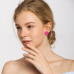 8 пара двухцветных стальных серег-гвоздиков в форме цветка с литой булавкой для женщин&nbsp;EJEW-FI0001-58