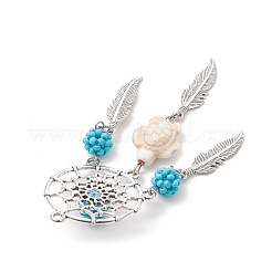 Синтетические бирюзовые бусины из сплава подвески-ловцы снов&nbsp;PALLOY-MZ00708-02