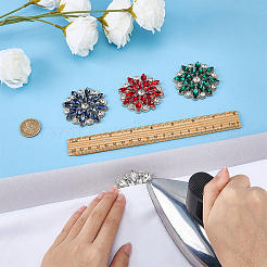 4 pieza de flor de vidrio con rhinestone de dos colores&nbsp;STIC-FG0001-11