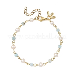 Bracelets en perles naturelles et larimar cubiques pour femmes&nbsp;BJEW-JB14246