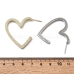 Micro cuore ottone spianare orecchini zirconi&nbsp;EJEW-F395-01A