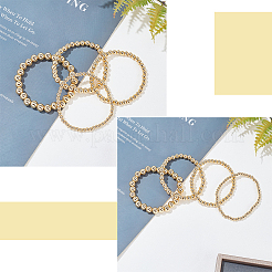 4шт. набор из 4 круглых латунных браслетов с бусинами для женщин&nbsp;BJEW-AN0001-07