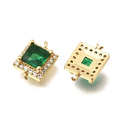 Quadratische Verbindungsanhänger aus Messing mit Zirkonia-Pavé&nbsp;KK-C255-09B-01