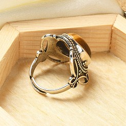 Anillos ajustables de ojo de tigre natural&nbsp;RJEW-I108-02AS-07