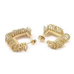 Серьги-гвоздики из латуни с ромбами и кольцами&nbsp;EJEW-E600-05G