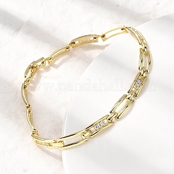 Латунные браслеты-цепочки с микропаве из прозрачных кубических цирконий для женщин BJEW-H630-02G